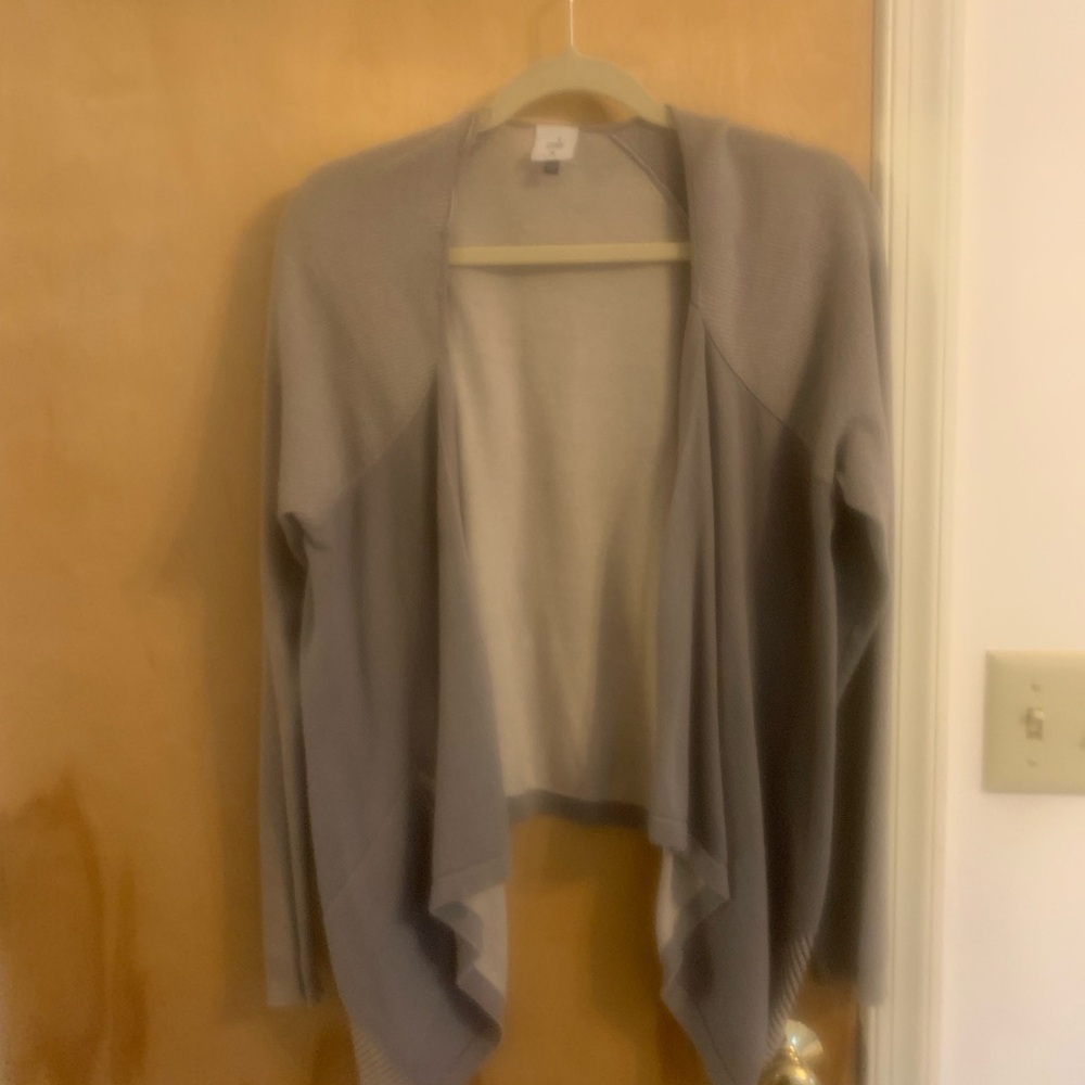 CAbi Gray Cardigan Sweater Open Front Lightweight